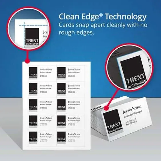 Avery Clean Edge Business Cards, Matte, Two-Sided Printing, 2" x 3-1/2", 160 Cards (8869)