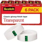 Scotch - Transparent Tape, 3/4" x 1000", 1" Core, Clear -  6/Pack - Sam's Club