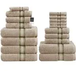 LANE LINEN 18 PC Bath Towels for Bathroom Sets - 100% Cotton Hotel Set Super Aborbent Towel 6 Hand Wash Cloths Taupe