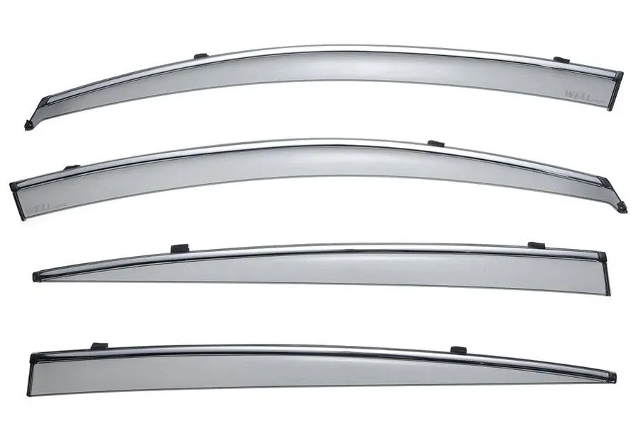 Fit 10-16 Buick LaCrosse WellVisors Chrome Trim Smoke Window Visors Rain Guard