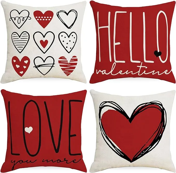 Valentines Pillow Covers 18X18 Inch Throw Pillow Covers Valentines Decor Set of 