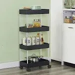 SPACEKEEPER Storage Cart 4 Tier Mobile Shelving Unit Organizer Rolling Utilit...