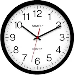 Sharp Wall Clock Black, Silent Non Ticking 14 inch Quality Quartz Battery Operated Round Easy to Read Home/Kitchen/Office/Classroom/School Clocks,