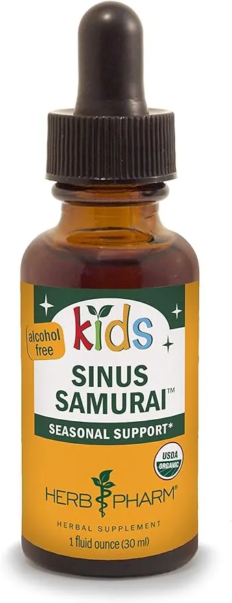 Herb Pharm Kids Certified- Alcohol-Free Sinus Samurai Liquid Herbal Formula, Organic, 1 Fl Oz