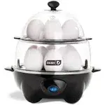 DASH Deluxe Electric Egg Cooker with 12 Egg Capacity in Black