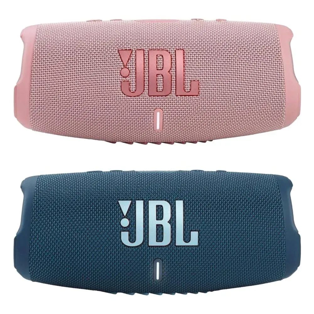 JBL Charge 5 - Waterproof Portable Bluetooth Speaker - Pink/Blue (Pair)