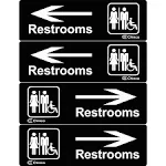 4 Pieces Acrylic Plastic Restroom Sign 9 x 3 Inch Restroom Directional Sign f...