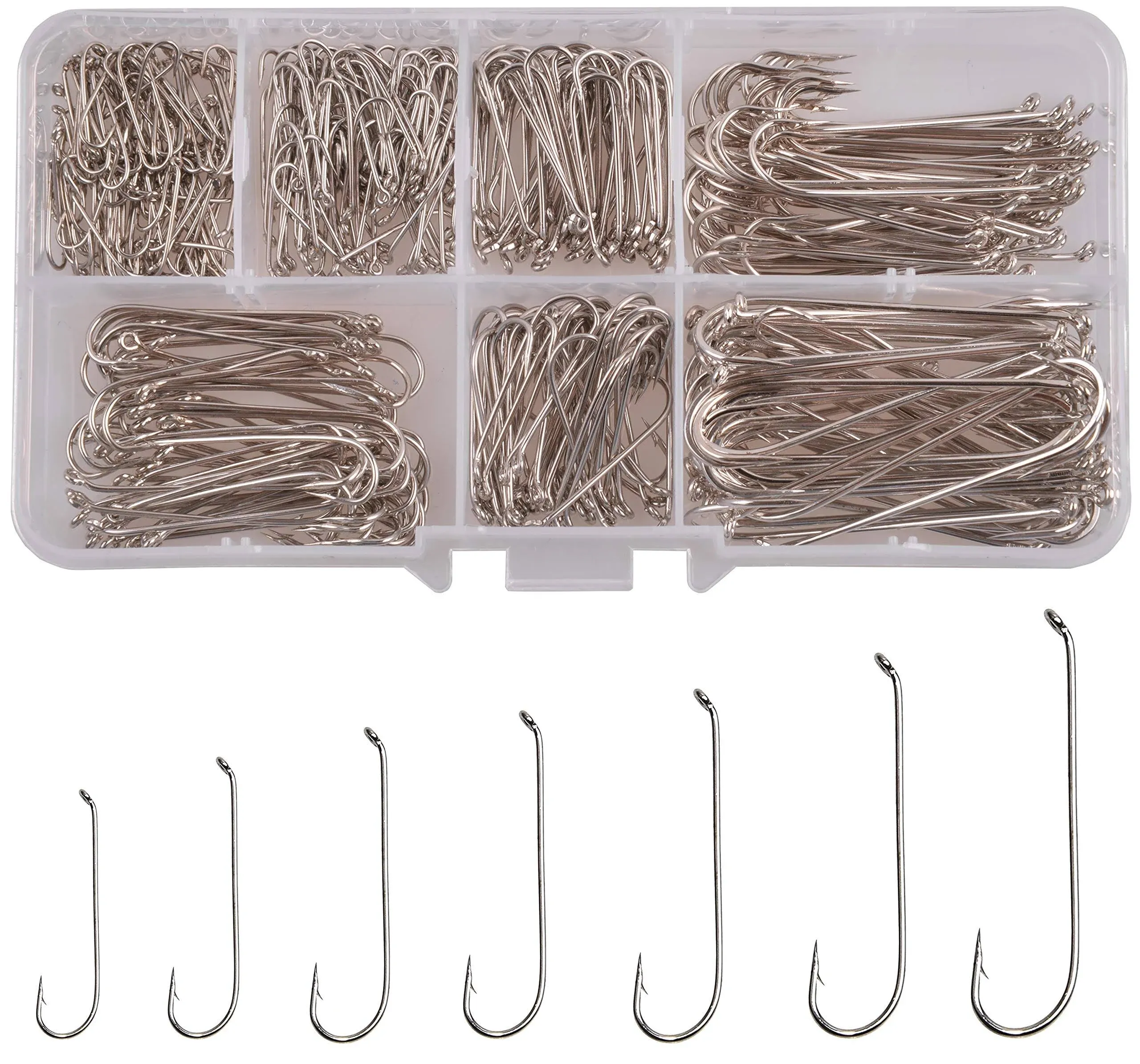 Fly Tying Hooks, 350/450pcs Aberdeen Hooks Fly Fishing Hooks Long Shank Hooks Streamer Hooks Long Nymph Hooks High Carbon Steel Dry Wet Nymph Strimp Fly Pupa & Larva Jig Hook Fishing Tackle Box