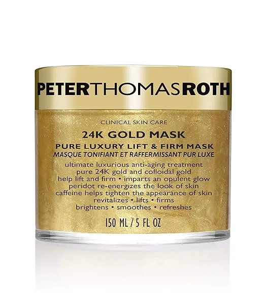 Peter Thomas Roth | 24K Gold Mask | Pure Luxury Lift & Firm, Anti-Aging Gold Face Mask, Helps Lift, Firm and Brighten the Look of Skin, 5 Fl Oz (Pack of 1)