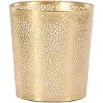 CosmoLiving by Cosmopolitan Metal Small Waste Bin with Laser Carved Floral Design, 9" x 9" x 10", Gold