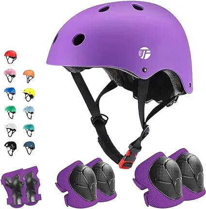 JeeFree Adjustable Skateboard Helmet with Knee Pads Elbow Pads Wrist Guards,Bike ...