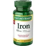 Nature's Bounty Iron 65 Mg.325 mg Ferrous Sulfate, 100 Tablets