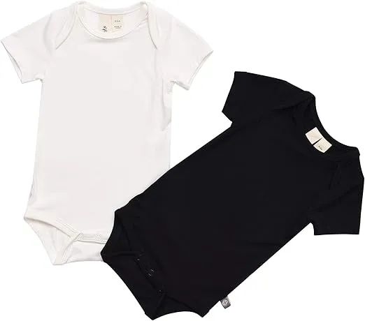 KYTE BABY Unisex Bodysuits, 2-Pack Short Sleeve Baby Bodysuits, 97% Rayon made from Bamboo, 3% Spandex