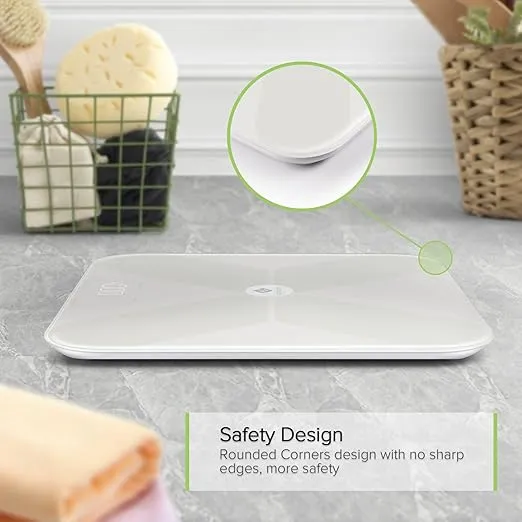 Etekcity Smart Bluetooth Body Fat Scale, Digital Wireless BMI Weight Bathroom Scale with 13 Essential Measurements and ITO Conductive Glass, Body Composition Analyzer with App, White