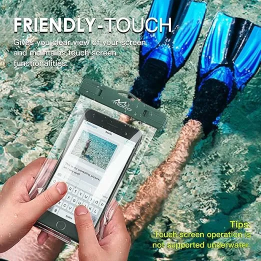 MoKo Waterproof Phone Pouch [3 Pack], Underwater Clear Phone Case Dry Bag with Lanyard Compatible with iPhone 13 Mini/12/11 Pro Max, X/Xr/Xs, SE 3/2, Samsung S21/S9, Note 10, Indigo+Army Green+Black
