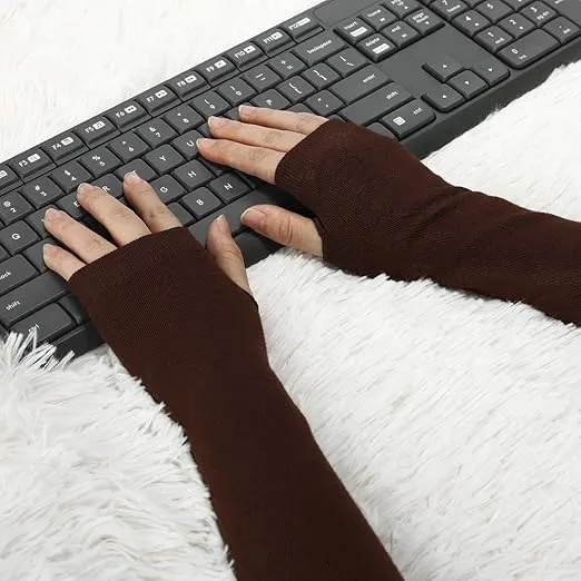 Allegra K Women's Arm Warmers Winter Knitted Elbow Long Cosplay Costume Fingerless Gloves