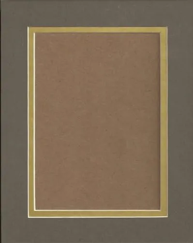 16x20 Slate Grey & Gold Double Picture Mat, Bevel Cut for 11x14 Picture or Photo