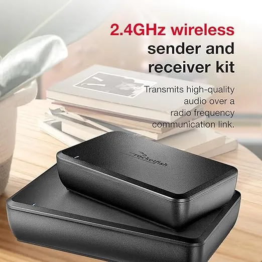 Rocketfish Wireless Rear Speaker Kit - Speaker Kit with Sender & Receiver - Home Theater & Entertainment Audio System - Wireless Surround Sound System with Compact Size & Low Power Consumption