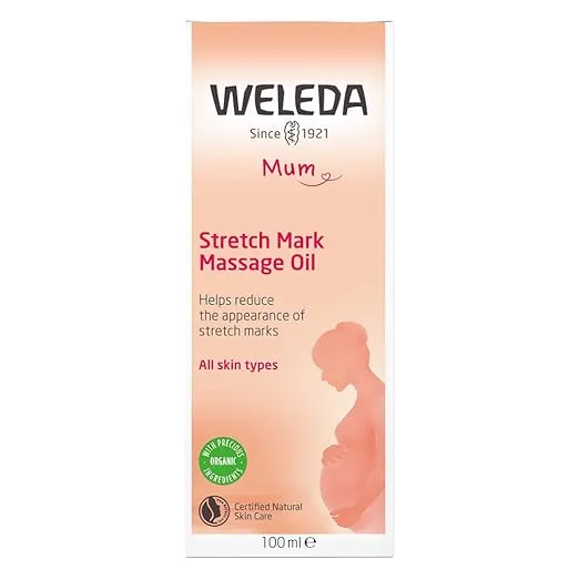 Weleda Stretch Mark Pregnancy Massage Oil, 3.4 Fluid Ounce, Plant Rich Oil with Vitamin E, Sweet Almond, Jojoba and Arnica Oils