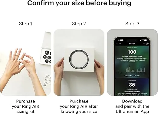 Ring AIR - Sleep & Fitness Tracker, FSA-Approved Wearable, Smart Ring for Women & Men, No App Fee for Standard Features (Raw Titanium, 10)