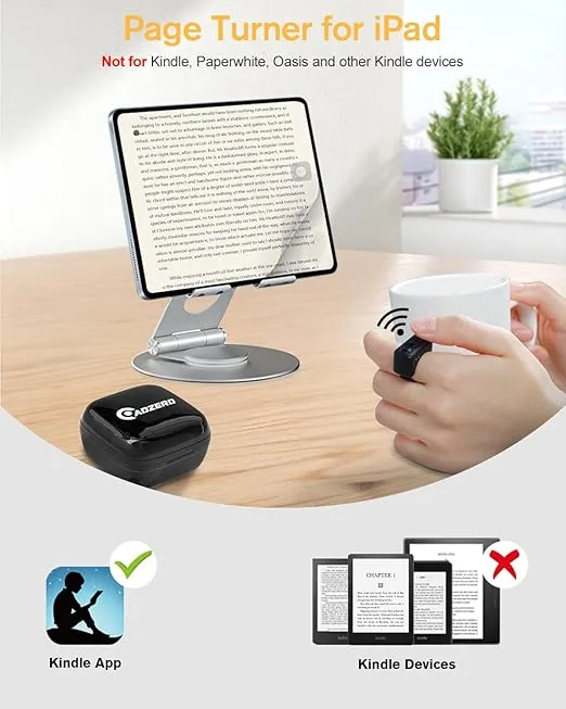Remote Control for TikTok, Page Turner for Kindle App, Bluetooth Camera Video Recording Remote, Scrolling Ring for TIK Tok, iPhone, iPad, iOS, Android - Black