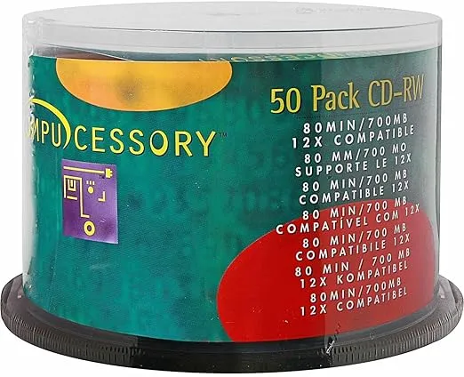 CCS72102 - Compucessory CD Rewritable Media - CD-RW - 12x - 700 MB - 50 Pack