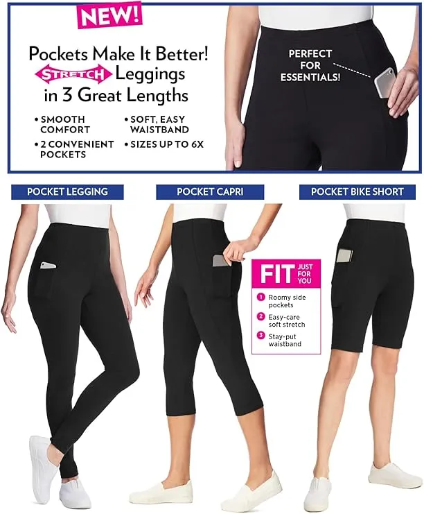 Woman Within Women's Plus Size Petite Pocket Legging