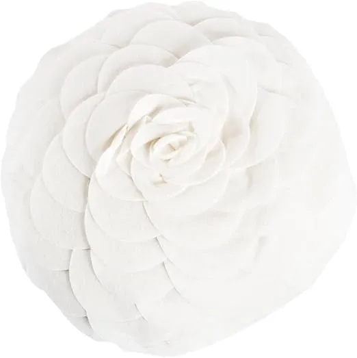 SARO LIFESTYLE Flower Design Poly Filled Throw Pillow, Ivory, 13"