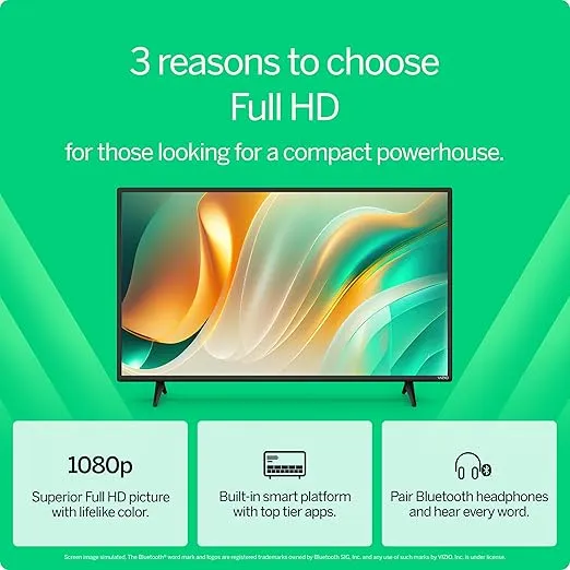 VIZIO 40-inch Full HD 1080p Smart TV with DTS Virtual: X, Alexa Compatibility, Google Cast Built-in, Bluetooth Headphone Capable, (VFD40M-08 New)