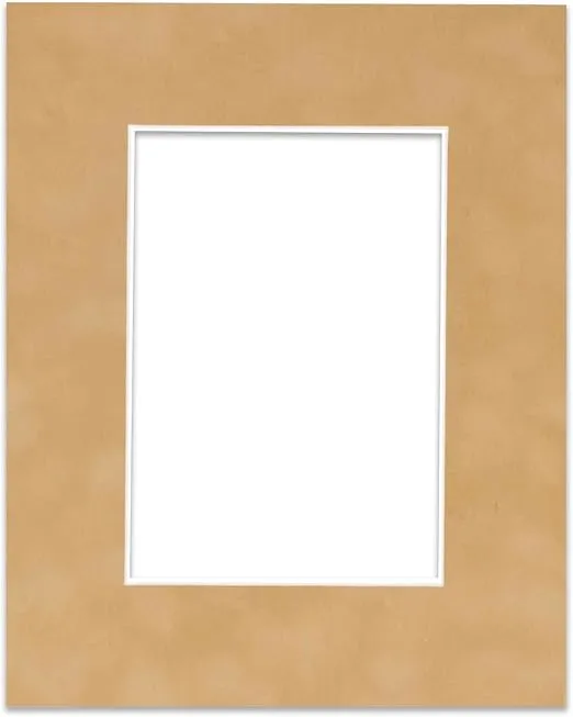 11x14 Mat Bevel Cut for 8x10 Photos - Acid Free Beige Suede Precut Matboard - for Pictures, Photos, Framing - 4-ply Thickness