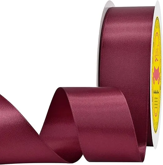 Double Face Wine Red Satin Ribbon 1-1/2 inch X 50 Yards Polyester Wine Red Ribbon for Gift Wrapping Very Suitable for Weddings Party Hair Bow Invitation Decorations and More