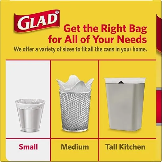 Glad Trash Bags, Small Garbage Bags - 4 Gallon White Trash Bag - 30 Count