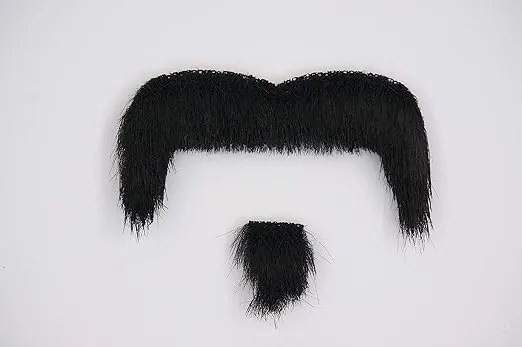 Mustaches Self Adhesive Grandpa's Fake Mustache, Novelty, False Facial Hair, Costume Accessory for Adults, Black Lustrous Color