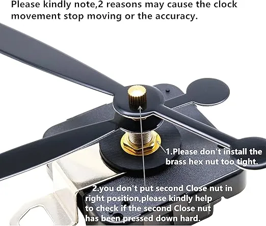TIKROUND Quartz DIY Wall Clock Movement Mechanisms Battery Powered DIY Repair Parts Replacement with 260 mm/ 10.2 Inch Long Spade Hands,3/10 Inch Maximum Dial Thickness,29/32 Inch Total Shaft Length.