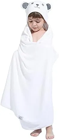 HIPHOP PANDA Hooded Towel for Kids - Viscose Derived from, 30 X 50 INCH Large Size for 3-10 Yrs - Premium Kids Bath Towel Beach Towels Wrap for Girls, Boys, Bear
