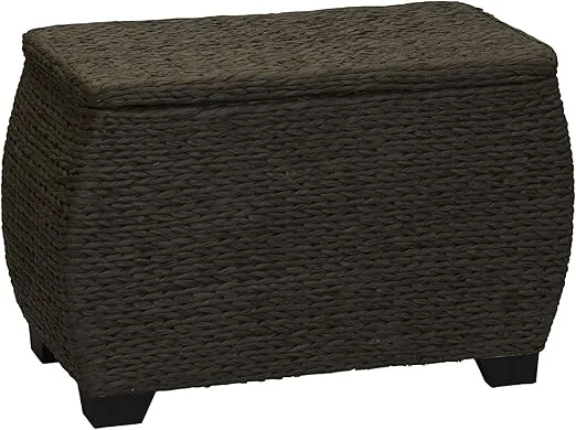 Household Essentials Large Curved Woven Storage Chest with Liner | Brown Paper Rope