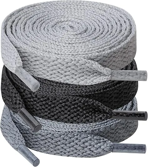 UpUGo 3 Pair Flat Shoe laces, 5/16" Wide Shoelaces for Athletic Running Sneakers Shoes Boot Strings