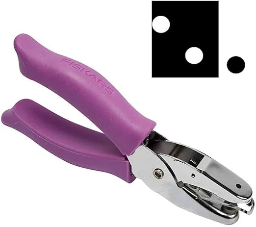 Fiskars 23517097J Circle Hand Punch, 1/8 Inch, Purple , Pink