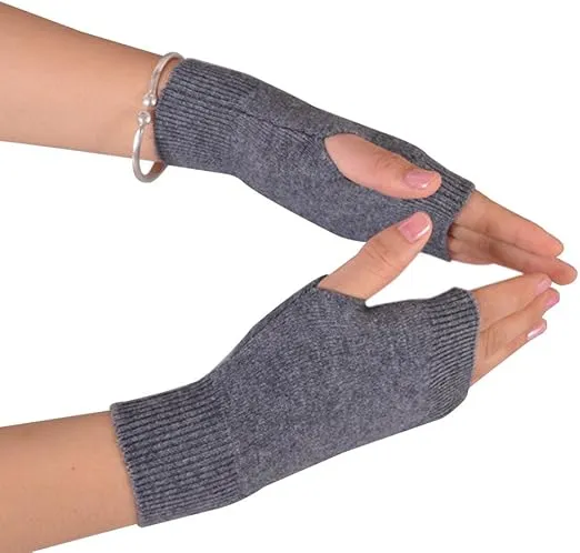 Novawo Wool Blend Fingerless Gloves Soft Arm Warmers Flexible Typing Gloves