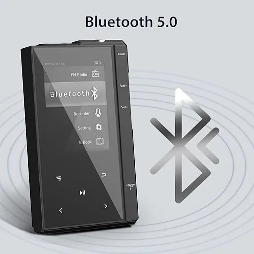 96GB MP3 Player with Bluetooth 5.0, Phinistec Z6 Digital Audio Player with Loud Speaker, 2.4'' IPS Super Battery Life Music Player with FM Radio, E-Book, Music Alarm Support up to 256GB