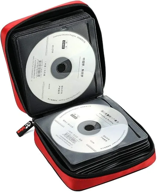 CCidea 40 Capacity CD/DVD Case Holder Portable Disc Wallet Storage Binder Nylon Cd Bag (Red) Specials