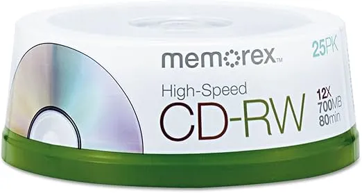 Memorex 80 Minute CD-RW 4x-12x High Speed 25 Pack Spindle