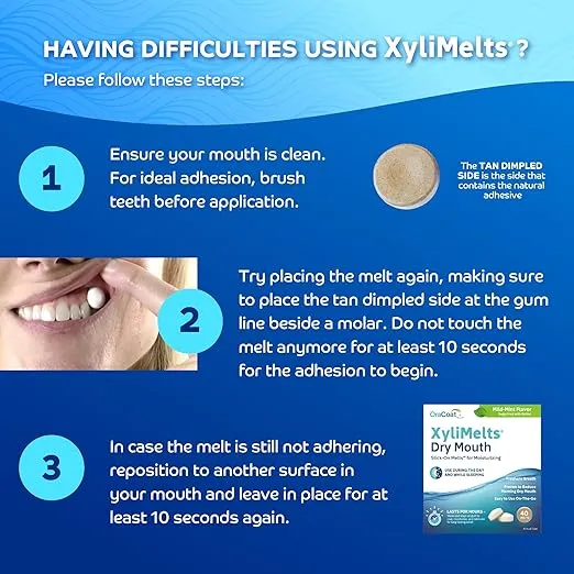 OraCoat XyliMelts Dry Mouth Relief Moisturizing Oral Adhering Discs 40 Count, 3 Pack, Mild Mint with Xylitol, for Dry Mouth, Stimulates Saliva