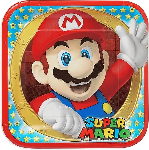 Multicolor Super Mario Brothers Paper Plates (Pack of 8) - 9" - Perfect for Birthday Parties, Themed Events & Game Releases