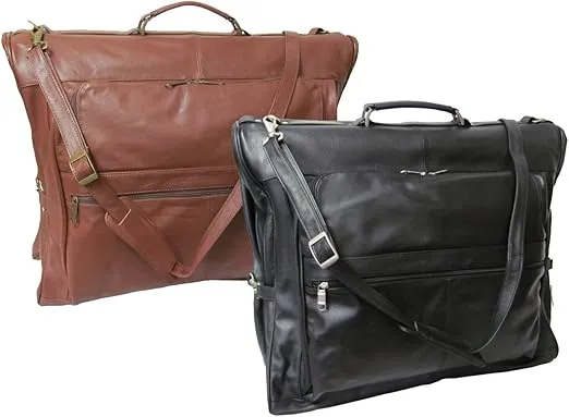 Leather Three-suit Garment Bag - Black (#2435-0)