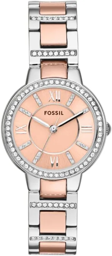 Fossil Virginia Women's Watch with Crystal Accents and Self-Adjustable Stainless Steel Bracelet Band