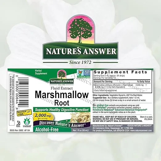 Nature's Answer Alcohol-Free Marshmallow Root Extract, 1-Fluid Ounce | Digestive Support