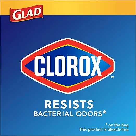 Glad Small Drawstring Trash Bags with Clorox, 4 Gal, Lemon Fresh Bleach, 80 Ct (Package May Vary)