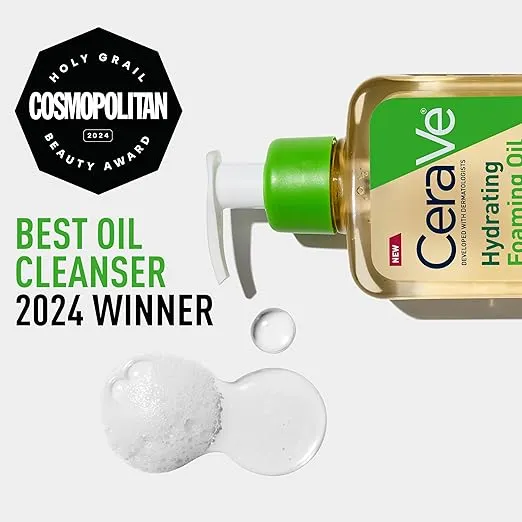 CeraVe Hydrating Foaming Oil Cleanser | Moisturizing Oil Cleanser for Face & Body | Squalane Oil + Hyaluronic Acid + Ceramides | For Dry to Very Dry Skin | Fragrance Free & Residue Free | 8 FL Oz