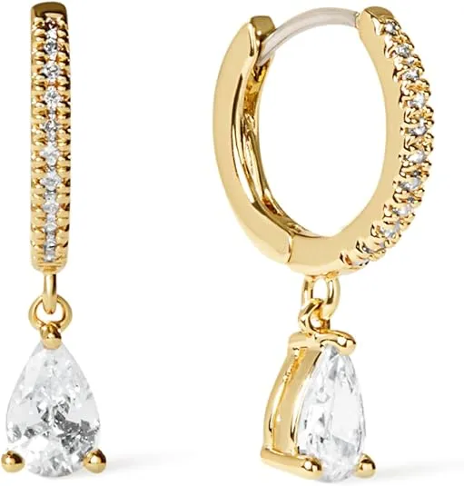 Ana Luisa Huggie Hoop Earrings - Solitaire Pendant Charm Earring - Elise Pendant Earrings in 14K Gold or Silver Plated & Gold or Silver Rhodium Plated - Hypoallergenic, Tarnish-Free - Women Gift Ideas